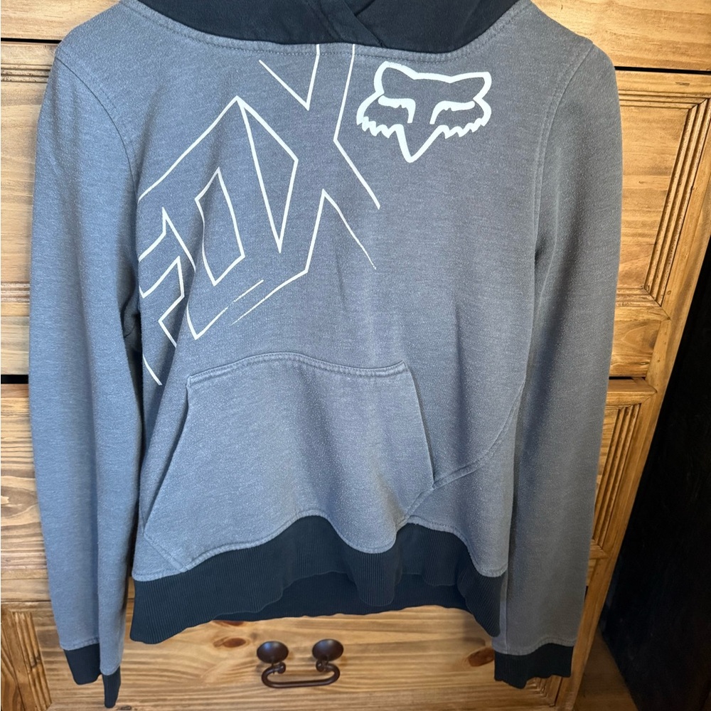 Fox Charcoal and Black Hoodie with Bold Logo